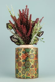 Aberto Design Maceta Decorativa de Cerámica Pintada a Mano Multicolor